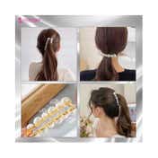 Majestique Stylish White Pearl Banana Clips Ponytail Holder Hair Clutchers (2 pcs)