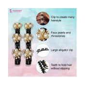 Majestique Stylish Pearl Braid Duckbill Clips Styling Hair Pins Crystal Stone (2 pcs)