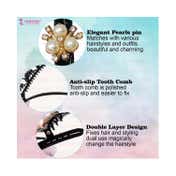 Majestique Stylish Pearl Braid Duckbill Clips Styling Hair Pins Crystal Stone (2 pcs)