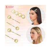 Majestique Stylish Pearl Golden Metal Korean Fancy Hair Pins (5 pcs)