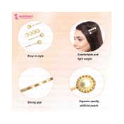 Majestique Stylish Pearl Golden Metal Korean Fancy Hair Pins (5 pcs)
