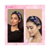 Majestique Cotton Floral Printed Embroidered Embellished Fabric Hair Accessories Band