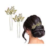 Majestique Flower Hair Clips Accessories Crystal Rhinestone Bridal Pin (2 pcs)