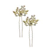 Majestique Flower Hair Clips Accessories Crystal Rhinestone Bridal Pin (2 pcs)
