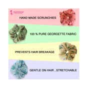 Majestique Georgette Hair Ties Scrunchies Elastics Leaf Print Bands (2 pcs)