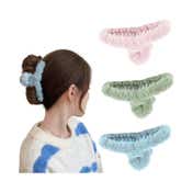 Majestique Soft Faux Fleece Fur Large Hair Clutcher Hair Claw Clips (3 pcs)
