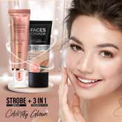 Faces Canada Strobe Cream Primer + Highlighter + Moisturizer Flawless Radiant Skin - Peach (30 g)