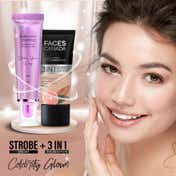 Faces Canada Strobe Cream Primer + Highlighter + Moisturizer Flawless Radiant Skin  - Pink (30 g)