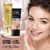 Faces Canada Strobe Cream Primer + Highlighter + Moisturizer Flawless Radiant Skin - Gold (30 g)