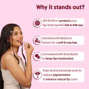 Aravi Organic Tinted Beetroot Lip Balm With SPF 50 PA+++ -Kojic Acid & Ceramide (5 g)