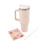 Stanley cup style Tira tumbler with handle and straw – 1200ml capacity