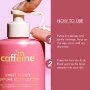 mCaffeine Sweet Escape Perfume Body Lotion with Niacinamide, Cocoa Butter,Fruity-Floral Fragrance (300 ml)