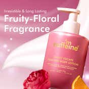 mCaffeine Sweet Escape Perfume Body Lotion with Niacinamide, Cocoa Butter,Fruity-Floral Fragrance (300 ml)