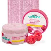 mCaffeine Brightening Raspberry Body Scrub, Tan Removal,AHAs-Lactic & Glycolic Acid,Vit C Rich (175 g)