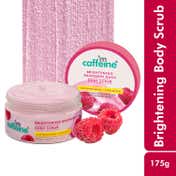 mCaffeine Brightening Raspberry Body Scrub, Tan Removal,AHAs-Lactic & Glycolic Acid,Vit C Rich (175 g)