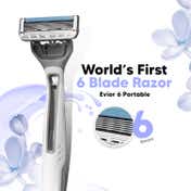 LetsShave Evior 6 Portable Shaving Kit Razor After Shave Balm & Transparent Gel for Women (3 pcs)