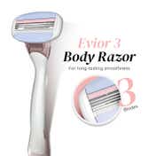 LetsShave Evior 3 Shaving Kit Razor Evior 3 Blades & After Shave Balm for Women (6 pcs)