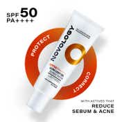 Novology SPF 50 PA++++ Ultra Light Gel Sunscreen,Reduces Acne, Sebum,Non Greasy,Invisible Finish (50g)