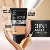 Faces Canada 3In1 All Day Hydra Matte Foundation + Moisturizer + Spf 30 - Medium Natural 022 (18 ml)