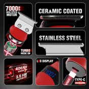 VGR ROSSO Beard & Hair Trimmer for Men with 3 Guide Combs 400Min Runtime 2-Year Warranty - Red