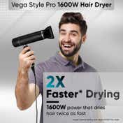 VEGA Style Pro 1600W Foldable Hair Dryer for Men & Women with 3 Heat/2 Speed Settings (VHDH-34)
