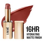 Lakme Bejewel 3D Matte Slim Bullet Lipstick with Vitamin E for Hydrated Lips - Nude Pop (3.4 g)