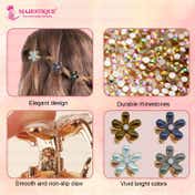 Majestique Fancy Pearl Flower Hair Claw Fashionable Clips (10 pcs)
