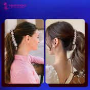 Majestique White Heart Shaped Pearl Hair Banana Clips (2 pcs)