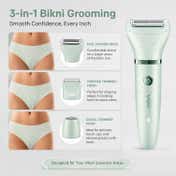 VGR 3-in-1 Lady Shaver Set for Women Body Shaver Facial Hair Remover V-735 - Green