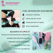 Majestique Curly Detangler Flat Hair Brush for Women - Green