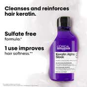 L'OREAL PROFESSIONNEL Keratin Alpha Sleek Shampoo for Frizz Free Smooth Hair (300 ml)