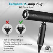 VEGA Style Pro 1600W Foldable Hair Dryer for Men & Women with 3 Heat/2 Speed Settings (VHDH-34)