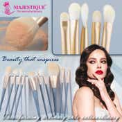 Majestique Premium Face Makeup Brush Set with Soft Bristles (10 pcs)
