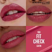 Maybelline New York Serum Lipstick (Satin) 8Hr Hydration + one-swipe bold color - 108 Fit Check (4.3g)