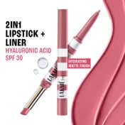 Lakme 9to5 Hya Beach Edit, Lipstick + Liner Duo, SPF Matte Finish Lipstick – Vacay Pink, (2 + 0.2 g)