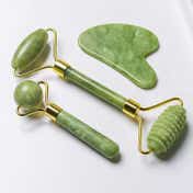 SEMINO 3 in 1 Jade Roller and Gua Sha Set - Green (3 pcs)