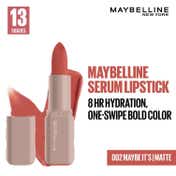 Maybelline New York Serum Lipstick (Matte) 8Hr Hydration + one-swipe bold color - 002 Maybe It's (4.5g)