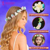 Majestique Multicolor Pastel Floral Hair Tiara Crown with Pearls