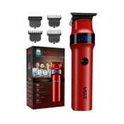 VGR ROSSO Beard & Hair Trimmer for Men with 3 Guide Combs 400Min Runtime 2-Year Warranty - Red