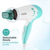 Vega Insta Glam Foldable 1000 Watts Hair Dryer with 2 Heat-Speed Settings, Made in India (VHDH-20N)
