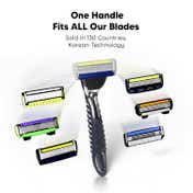 LetsShave Pro 6 Advanced Razor Blades Set - Black (12Pcs)