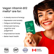 Wellbeing Nutrition Melts Vegan Vitamin B12 Folate, Brahmi, For Brain, Heart & Nervous System Support (30 Strips)