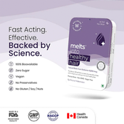 Wellbeing Nutrition Melts Healthy Hair with Plant Based Wholefood Biotin 10,000 mcg from Sesbania, Zinc, Bamboo Extract (30 Strips)