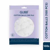 GUBB White Cotton Balls -100Pcs (60g)