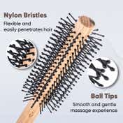 Vega Wooden Round Hair Brush for Women & Men, Professional Blow Dry, Wooden Barrel (R31-RB) - Beige
