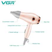 VGR V-432 Foldable Hair Dryer for Women & Men Overheating Protection Technology 2 Speed Settings