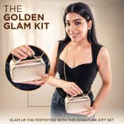 L'Oreal Paris Golden Glam Gift Set, Mascara, Lipstick + Signed Card by Alia Bhatt (5 pcs)