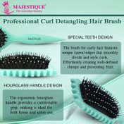 Majestique Curly Detangler Flat Hair Brush for Women - Green