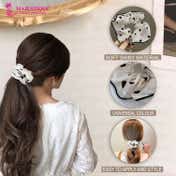 Majestique Organza Silk Scrunchies Fluffy Hair Bands (3 pcs)
