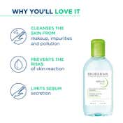 Bioderma Sebium H2O Cleansing Water Makeup Remover for Combination to Oily Skin (250ml)